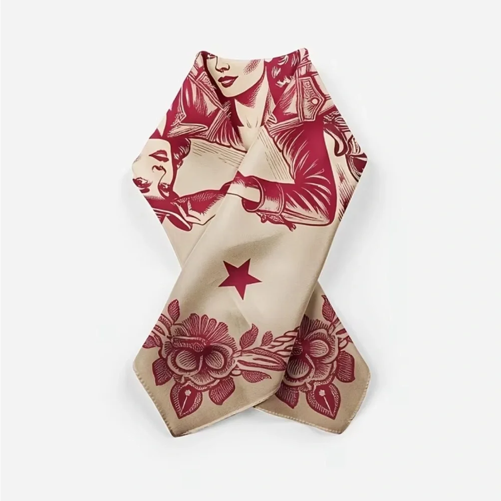 Western Cowgirl Bandana Scarf Red Vintage Style 35”